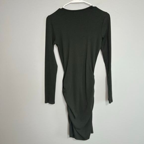Michael Stars Olive Green Jordan Mini Bodycon Long Sleeve Dress Size Medium - Picture 6 of 7